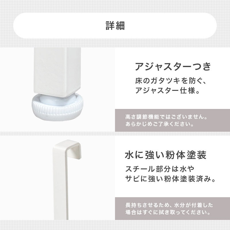 突っ張り ゴミ箱上ラック 幅80cm キッチンラック 壁面収納 ガタつき防止アジャスター 耐震