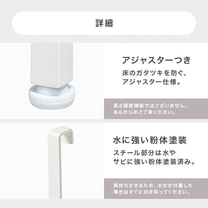 突っ張り ゴミ箱上ラック 幅80cm キッチンラック 壁面収納 ガタつき防止アジャスター 耐震