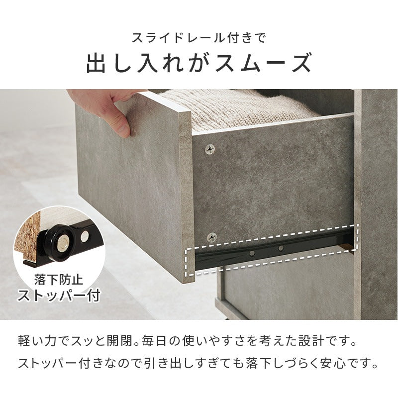 キャスター移動チェスト 幅40cm 3段チェスト スライドレール付き 引き出し収納 木製チェスト サイドチェスト ワゴン収納 リビング収納