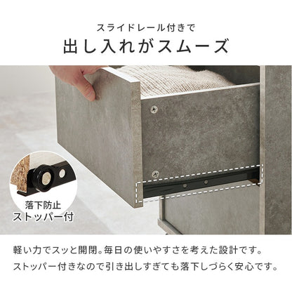 キャスター移動チェスト 幅40cm 3段チェスト スライドレール付き 引き出し収納 木製チェスト サイドチェスト ワゴン収納 リビング収納