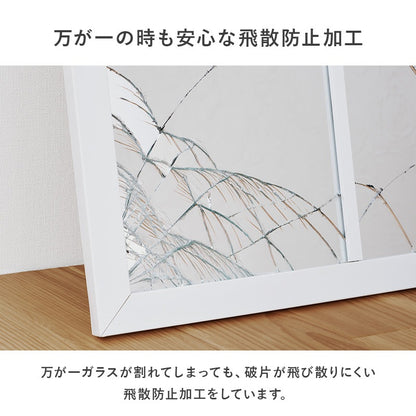 窓枠風 壁掛けミラー 65×55cm ウォールミラー 飛散防止加工 アンティーク 北欧 カフェ風 インテリア