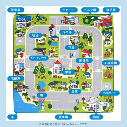 キッズラグ 洗える 道路柄 130×190cm 滑り止め 床暖房対応 ニュータウン2