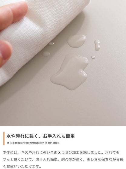 2枚扉キャビネット 框デザイン 幅80cm 可動棚 ゴールド取っ手 コード穴付き