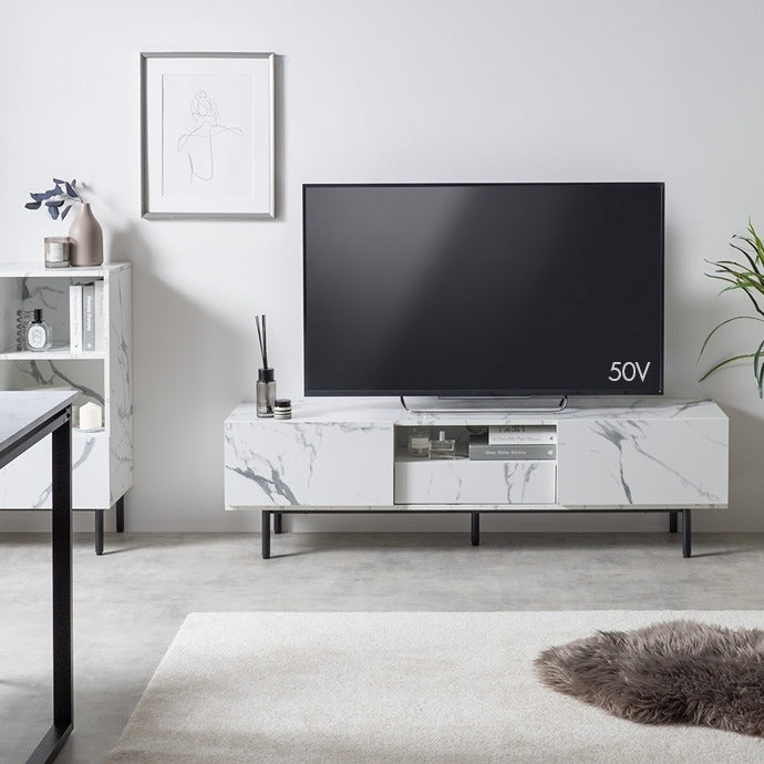 テレビ台 ローボード 幅150cmワイド 50インチ以上の大型も対応 フラットデザイン 収納多数